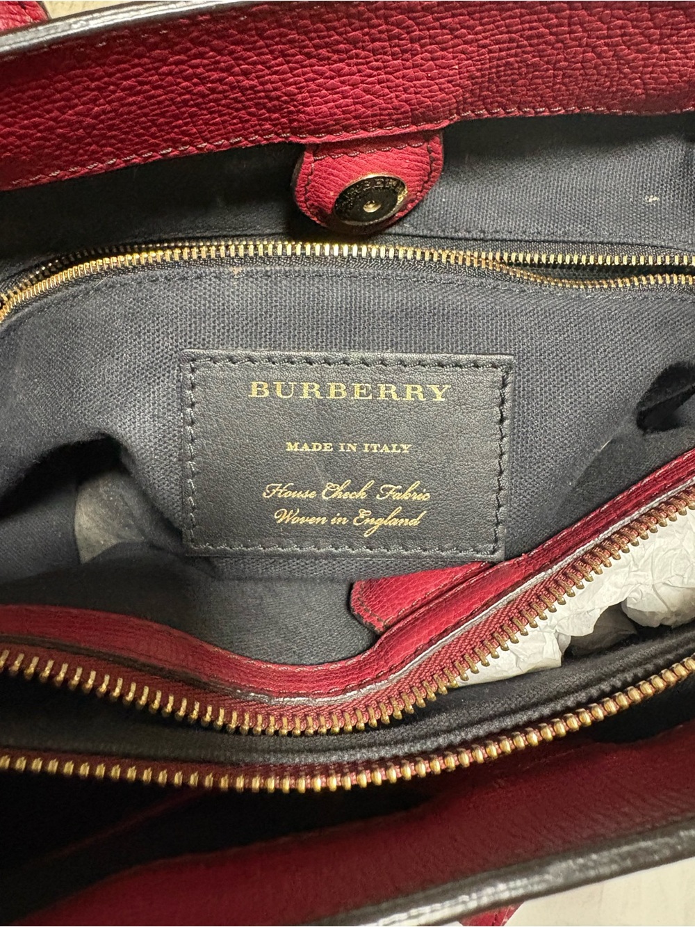 Burberry red banner bag size medium house check plaid used - Picture 11 of 13